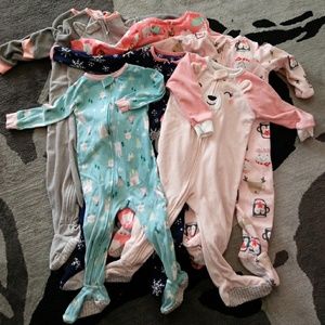 Little girls footie pajamas